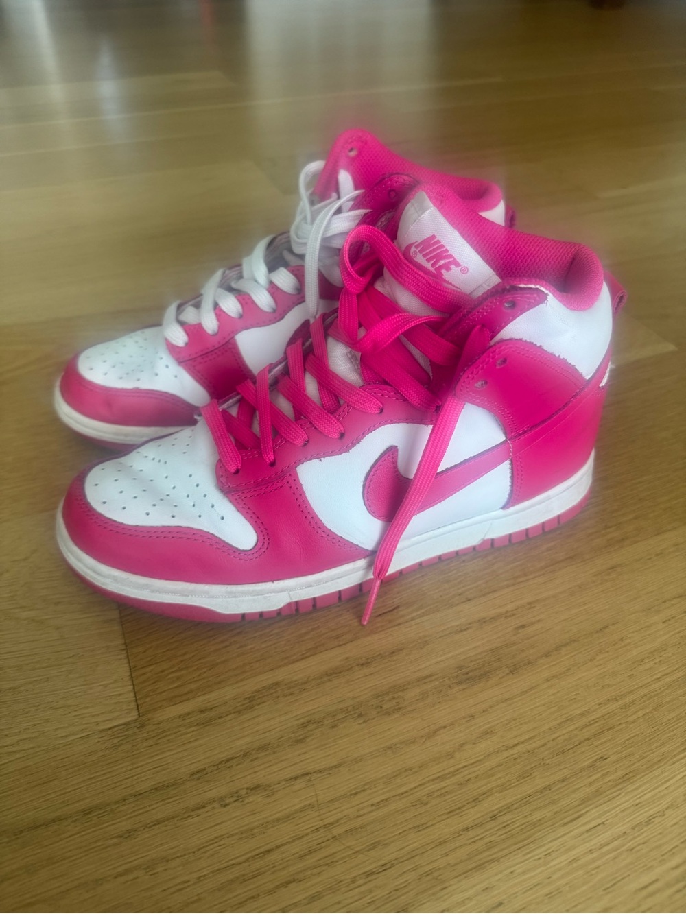 Nike Women’s High-Top Sneakers in Hot Pink and White 6.5